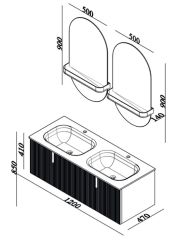 Lineart Vista 120 Çift Lavabolu Banyo Dolabı + Ledli Ayna