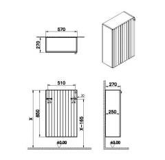 Vitra Root Groove 69150 Alt Ünite, 55 Cm, Dar, Mat Açık Gri, Sol