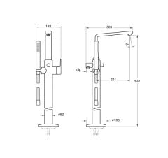 Vitra Suit L A4128726 Yerden Küvet Bataryası, Bakır (El Duşlu)