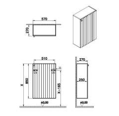 Vitra Root Groove 69157 Alt Ünite, 55 Cm, Dar, Mat Açık Gri, Sağ