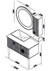Lineart Arte 100 Füme Lavabo Dolabı + Ledli Ayna