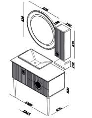 Lineart Arte 100 Füme Lavabo Dolabı + Ledli Ayna
