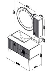 Lineart Arte 125cm Lavabo Dolabı + Ayna Kayın-Krem