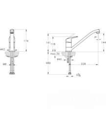Artema A43429 Flow R.Pencere önü Eviye Bataryası Krom