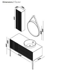 Lineart Electra 1250 Banyo Dolabı + Ledli Ayna Ceviz
