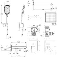 Artema A49325 Minimax Square Ankastre Duş Seti Krom