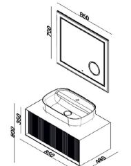 Lineart Cubıc 85cm Çanak Lavabo Dolabı + Ledli Ayna