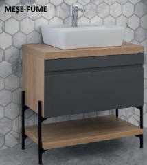 Lineart Style 140 Çift Lavabolu Banyo Dolabı +Ledli Ayna