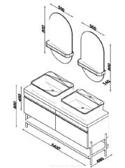 Lineart Style 140 Çift Lavabolu Banyo Dolabı +Ledli Ayna