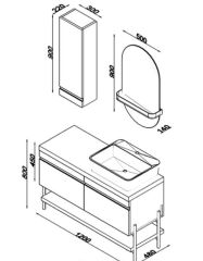 Lineart Style 120cm Lavabo Dolabı + Ledli Ayna