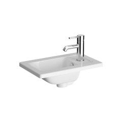Vitra Root 66342 Lavabo Dolabı, Kapaklı, 45 Cm, Kompakt, Sağdan Armatür Delikli, Parlak Beyaz, Köşeli Lavabolu, Sol