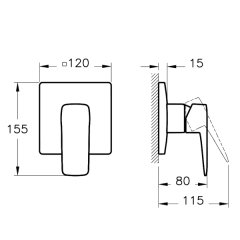 Artema Root Square A4275134 Ankastre Duş Bataryası, Fırçalı Nikel, (Sıva Üstü Grubu)