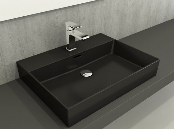 Bocchi 1376-004-0126 Milano Tezgah Üstü Lavabo 60 cm Mat Siyah