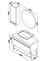 Lineart Style 100cm Lavabo Dolabı + Ledli Ayna