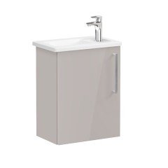 Vitra Root 66344 Lavabo Dolabı, Kapaklı, 45 Cm, Kompakt, Sağdan Armatür Delikli, Parlak Sahra Beji, Köşeli Lavabolu, Sol