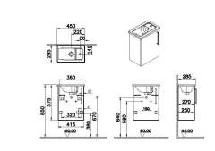 Vitra Root 66338 Lavabo Dolabı, Kapaklı, 45 Cm, Kompakt, Sağdan Armatür Delikli, Doğal Meşe, Köşeli Lavabolu, Sol
