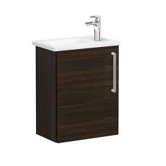 Vitra Root 66336 Lavabo Dolabı, Kapaklı, 45 Cm, Kompakt, Sağdan Armatür Delikli, Ceviz, Köşeli Lavabolu, Sol