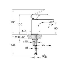 Artema Root Round A42705 Lavabo Bataryası, Krom