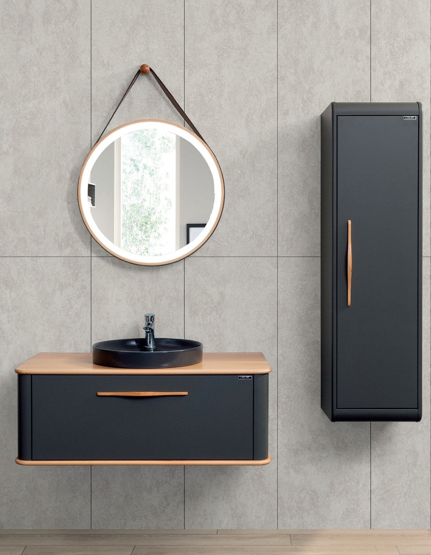 Lineart Vita 100 cm Çanak Lavabo Dolabı + Ledli Ayna