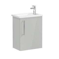 Vitra Root 66334 Lavabo Dolabı, Kapaklı, 45 Cm, Kompakt, Sağdan Armatür Delikli, Parlak İnci Grisi, Köşeli Lavabolu, SağArmatür Delikli, Parlak Beyaz, Köşeli Lavabolu, Sağ