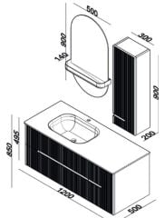 Lineart Dolce 120 Cam Lavabolu Banyo Dolabı + Ledli Ayna