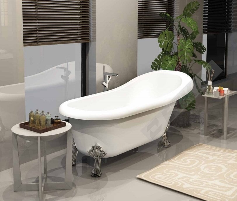Klasik Düz Kuvet Sanacryl Nesta 172X80 H:81 Cm Parlak Beyaz