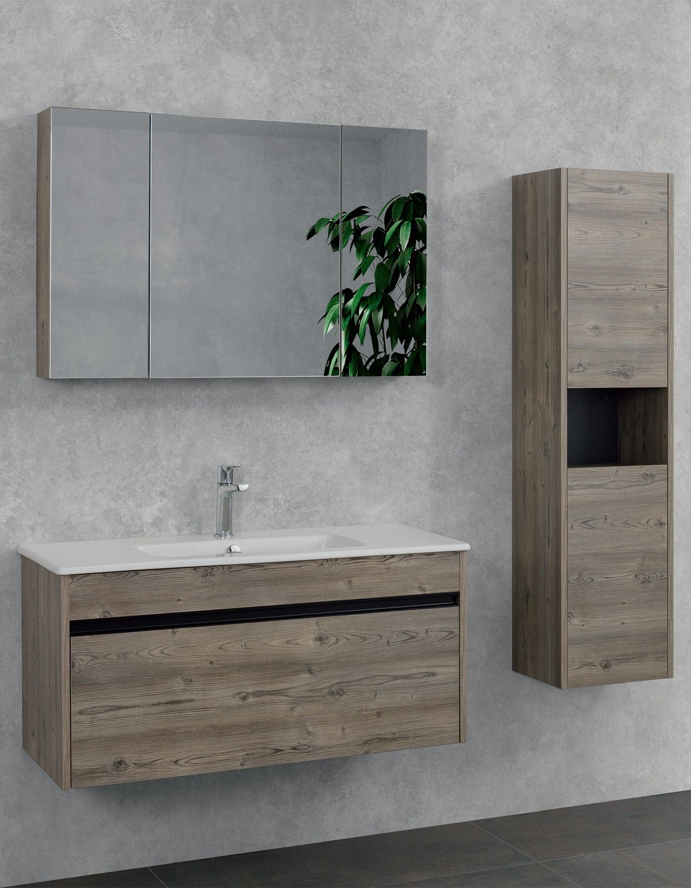 Lineart Balat 100cm Lavabo Dolabı + Dolaplı Ayna