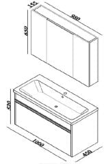 Lineart Balat 100cm Lavabo Dolabı + Dolaplı Ayna