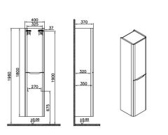 Vitra Integra Round 70069 Boy Dolabı Mat Beyaz Sol