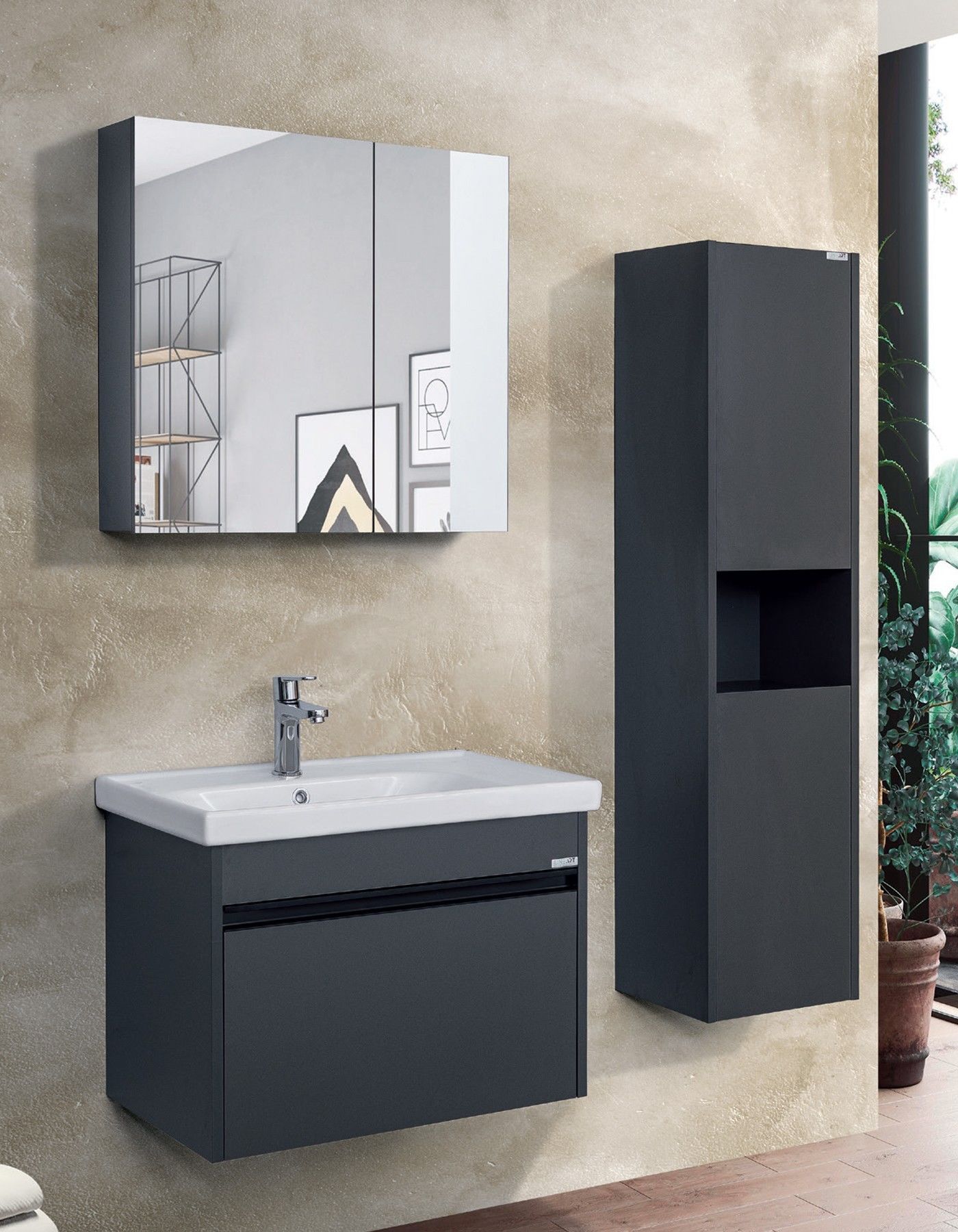 Lineart Balat 70cm Lavabo Dolabı + Dolaplı Ayna