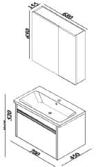 Lineart Balat 70cm Lavabo Dolabı + Dolaplı Ayna