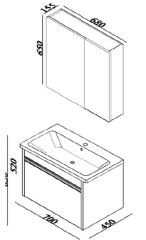 Lineart Balat 70cm Lavabo Dolabı + Dolaplı Ayna