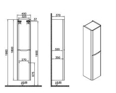 Vitra Integra Round 70071 Boy Dolabı A.Meşe Sol