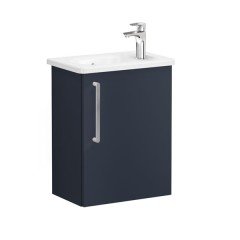 Vitra Root 68072 Lavabo Dolabı, Kapaklı, 45 Cm, Kompakt, Sağdan Armatür Delikli, Mat Lacivert, Yuvarlak Lavabolu, Sağ