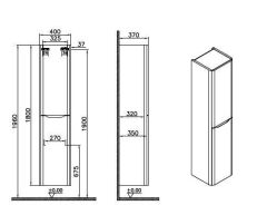 Vitra Integra Round 70073 Boy Dolabı Yeşil Sol