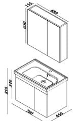 Lineart Lara 70cm Lavabo Dolabı + Dolaplı Ayna