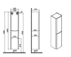 Vitra Integra Round 8004 Boy Dolabı Kırmızı Sağ