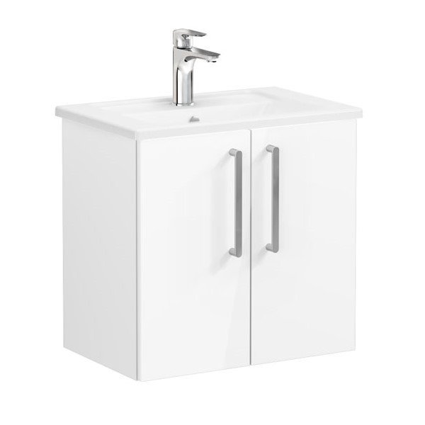 Vitra Root 66366 Lavabo Dolabı, Kapaklı, 60 Cm, Dar, Parlak Beyaz, Köşeli Lavabolu
