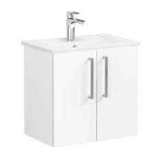 Vitra Root 66366 Lavabo Dolabı, Kapaklı, 60 Cm, Dar, Parlak Beyaz, Köşeli Lavabolu