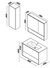 Lineart Nova 80 Dar Lavabo Dolabı +Dolaplı Ayna