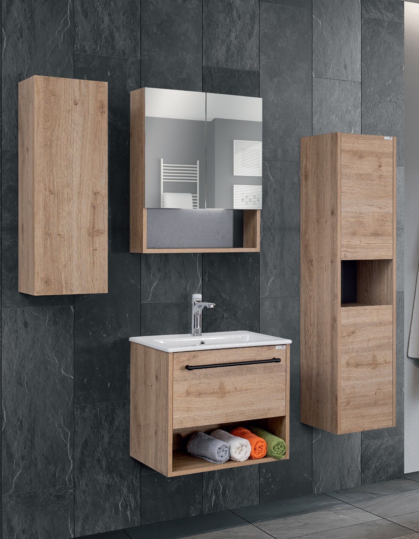 Lineart Nova 60 Dar Lavabo Dolabı + Dolaplı Ayna