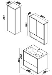 Lineart Nova 60 Dar Lavabo Dolabı + Dolaplı Ayna