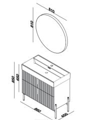 Lineart Jazz 86cm Lavabo Dolabı + Ledli Ayna