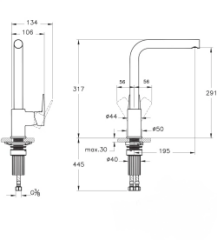 Artema A43396 Flow Square Eviye Bataryası Krom
