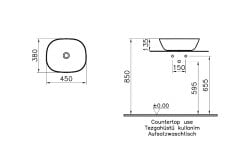 Vitra 7810b420-0016 Plural Kare Alçak Çanak Lavabo 45 Cm Mat Bej