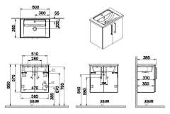 Vitra Root 66369 Lavabo Dolabı, Kapaklı, 60 Cm, Dar, Parlak Sahra Beji, Yuvarlak Lavabolu