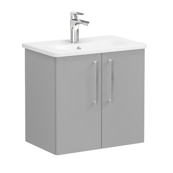 Vitra Root 68078 Lavabo Dolabı, Kapaklı, 60 Cm, Dar, Mat Kaya Gri, Yuvarlak Lavabolu