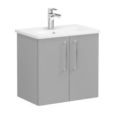 Vitra Root 68078 Lavabo Dolabı, Kapaklı, 60 Cm, Dar, Mat Kaya Gri, Yuvarlak Lavabolu