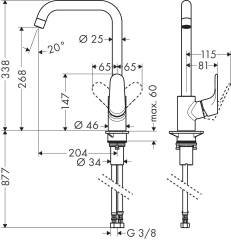 Hansgrohe Focus M41 Tek Kollu Eviye Bataryası 260