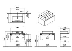 Vitra Nuo Lavabo Dolabı 80 cm 67692 Çekmeceli